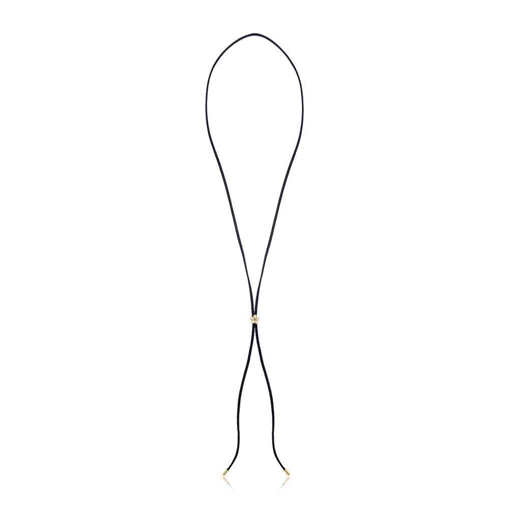 Cordão De Camurça Com Flor De Pérolas E Ponteiras Douradas - 4