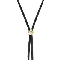 Cordão De Camurça Com Flor De Pérolas E Ponteiras Douradas - 1