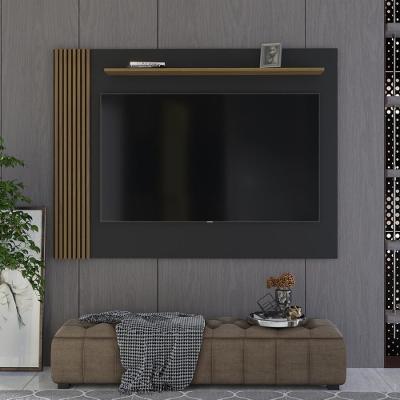 Painel Ripado Para Tv Até 70 Polegadas Grécia 180cm Preto E Nature