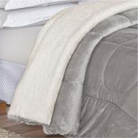 Edredom Bariloche King Dupla Face Sherpa Toque Lã Carneiro - Cinza - 2