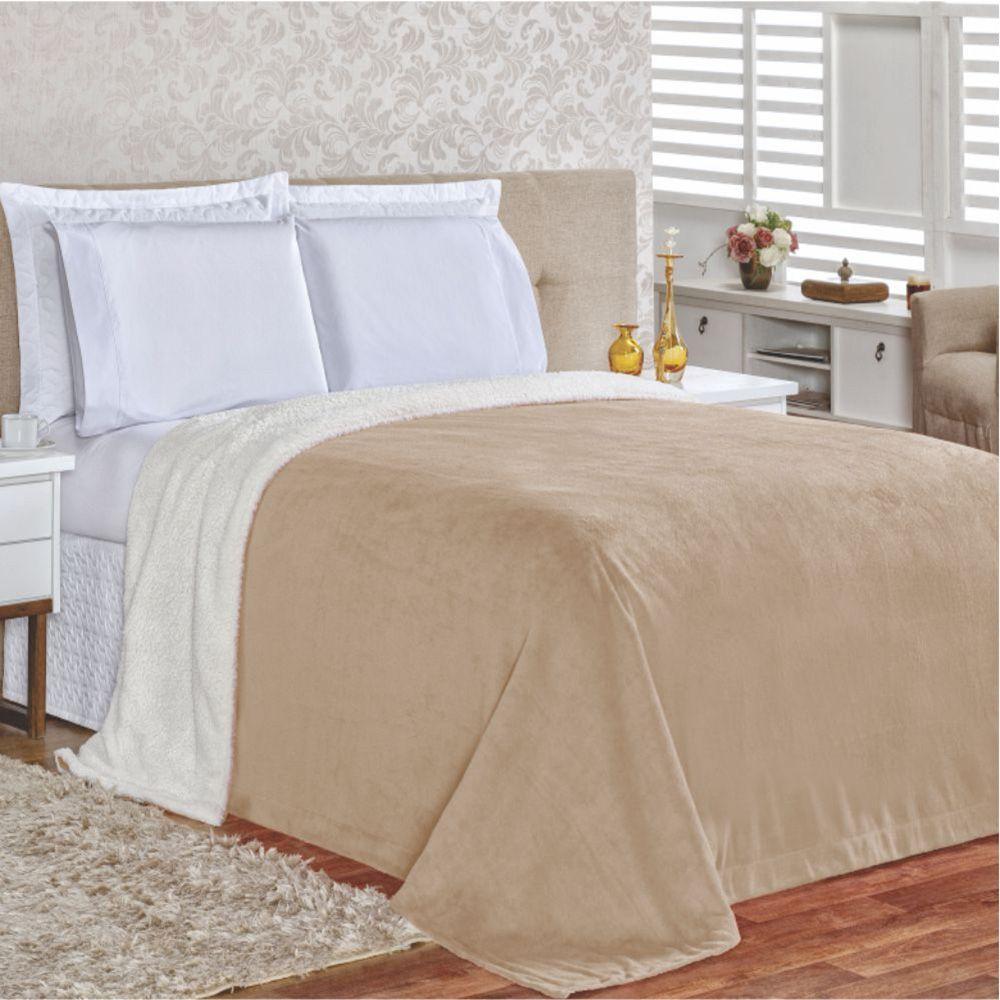 Edredom Cobertor Coberta Manta Casa Show Queem - Cáqui - 1