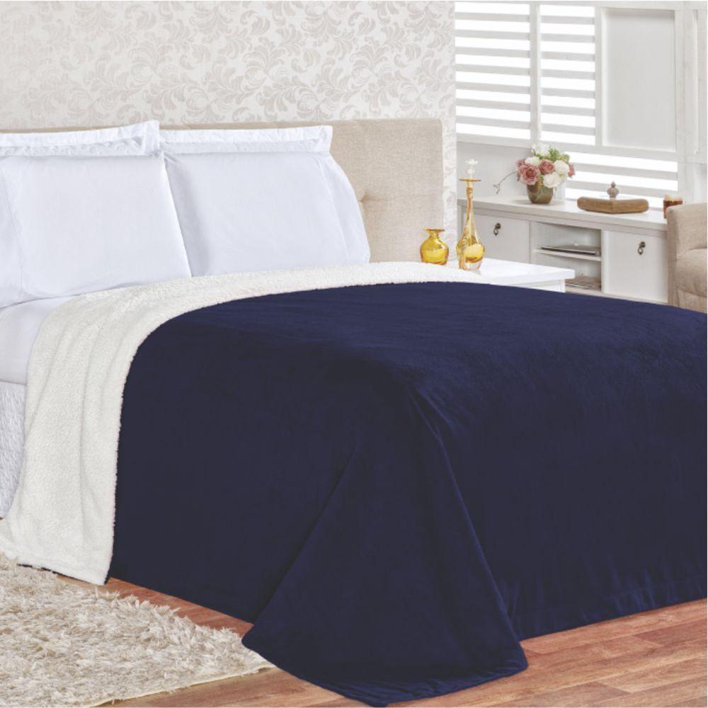 Edredom Cobertor Coberta Manta Casa Show King - Marinho - 1