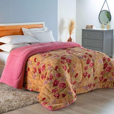 Edredom Coberdrom Sonobom Queen Sherpa - Floral Rosê