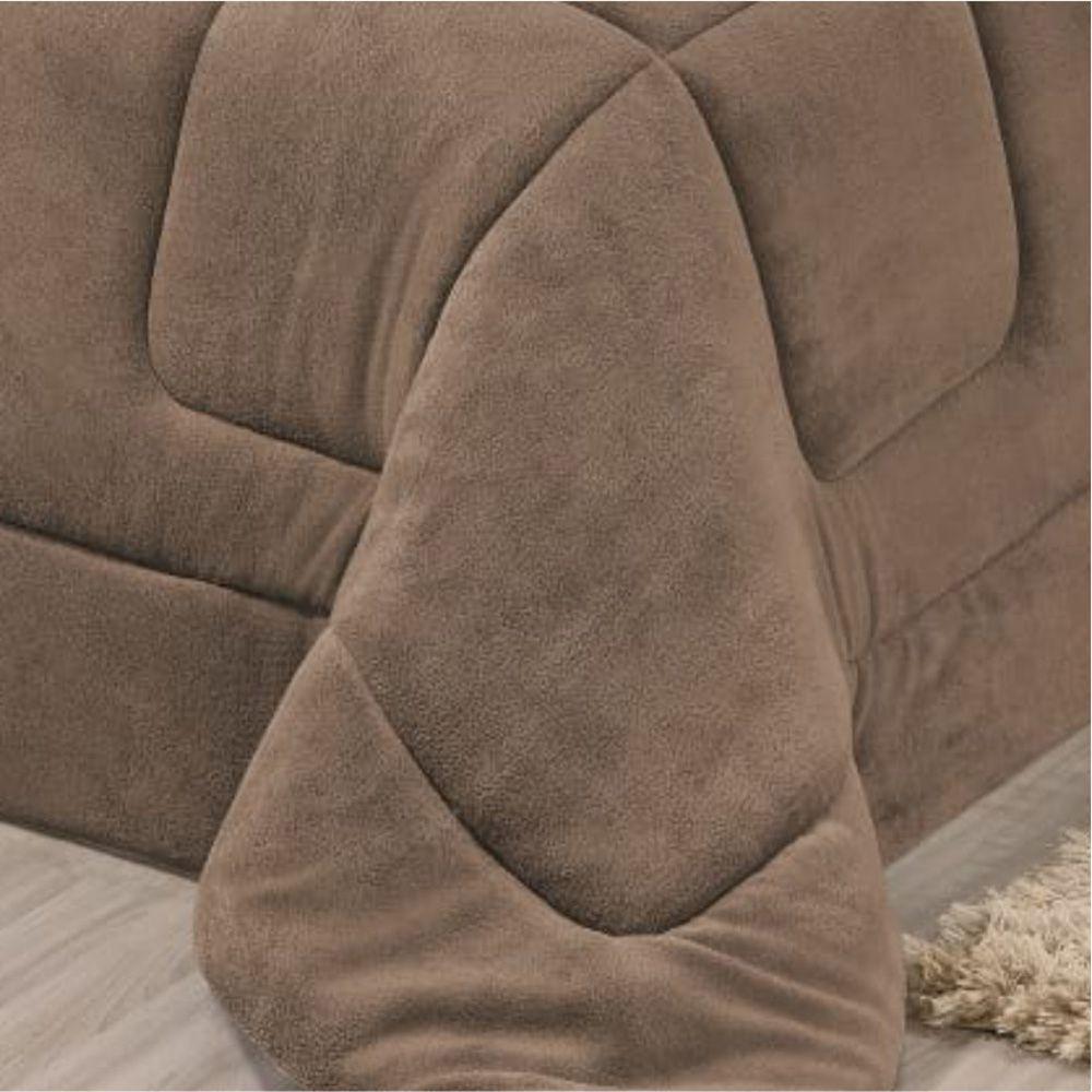 Edredom Coberdrom Pryme Solteiro Sherpa E Manta - Cáqui - 3