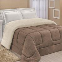 Edredom Coberdrom Pryme Solteiro Sherpa E Manta - Cáqui - 1
