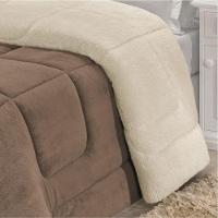 Edredom Coberdrom Pryme Solteiro Sherpa E Manta - Cáqui - 2