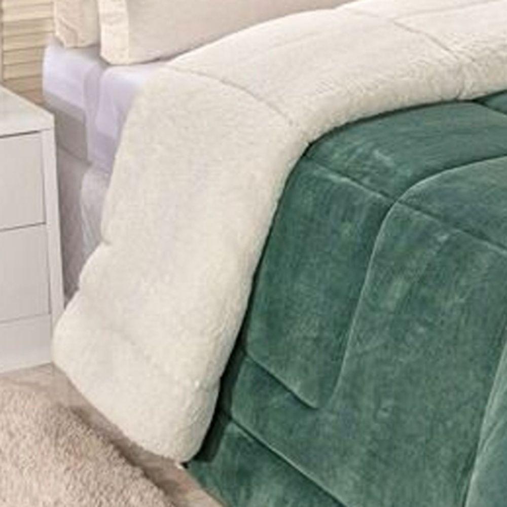 Edredom Coberdrom Pryme Solteiro Sherpa E Manta - Esmeralda - 2