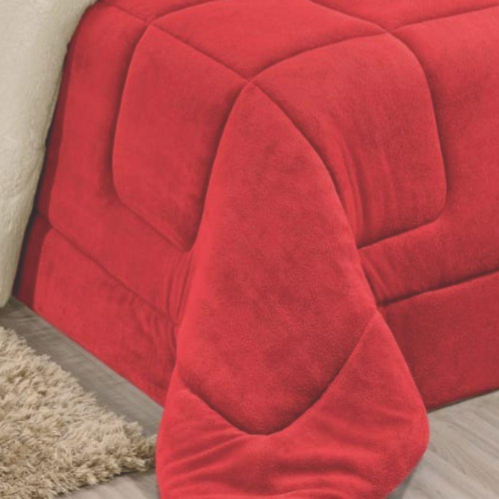 Edredom Coberdrom Fenix Queen Sherpa E Manta - Vermelho - 2
