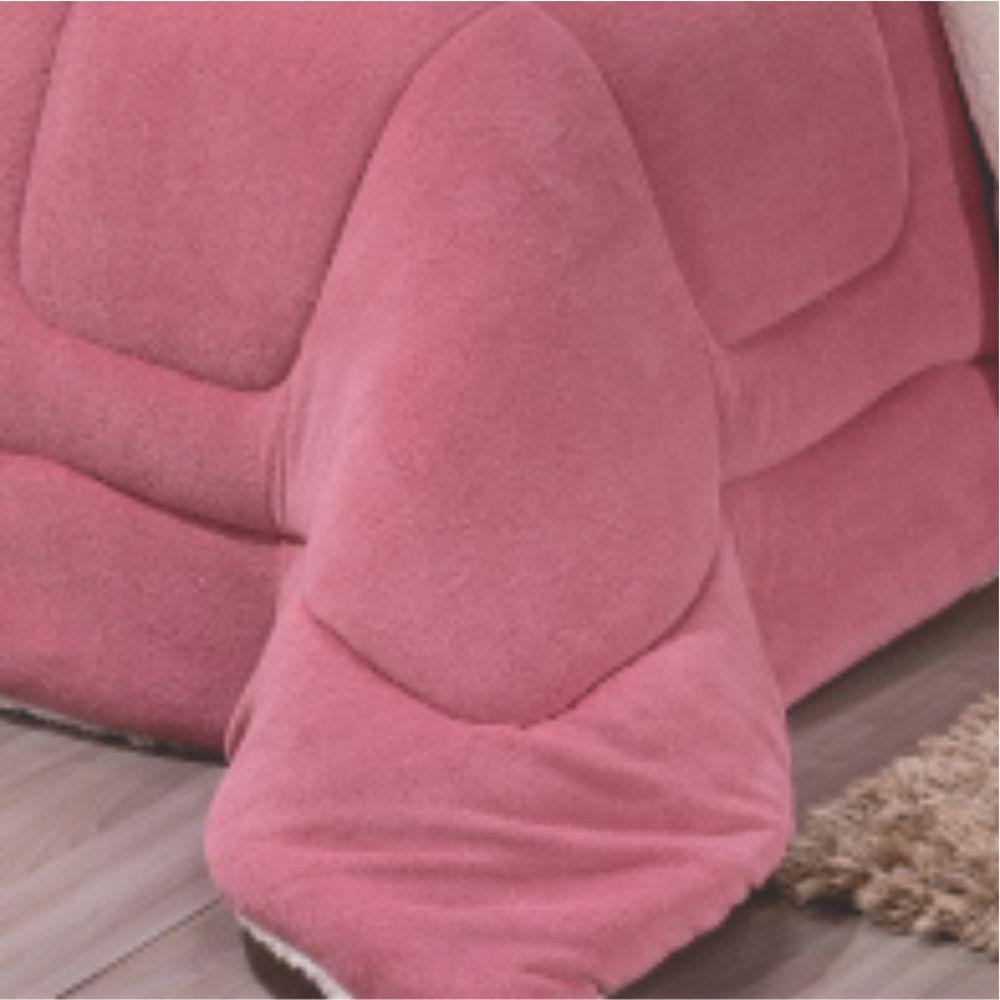 Edredom Coberdrom Fenix King Sherpa E Manta - Rosê - 3