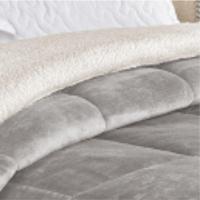 Edredom Esquimó King Dupla Face Sherpa Toque Lã Carneiro - Cinza - 3