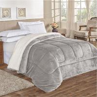 Edredom Insinuante King Dupla Face Sherpa Toque Lã Carneiro - Cinza - 1