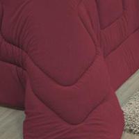 Edredom Em Malha 100% Algodão Solteiro Dupla Face - Vinho - Bege - 3