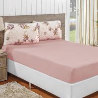 Jogo De Lençol Solteiro Em Malha 100% Algodão 2 Peças - Rosê - 1