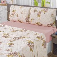 Jogo De Lençol Solteiro Em Malha 100% Algodão 3 Peças - Geométrico Rosê - 1