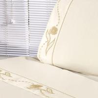 Jogo De Lençol Queen Imperio 4 Peças Percal 180 Fios - Palha - 2