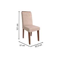 Cadeira Sala de Jantar Taís Kit 4 Un Madeirado/Suede Nude Bege - Cimol