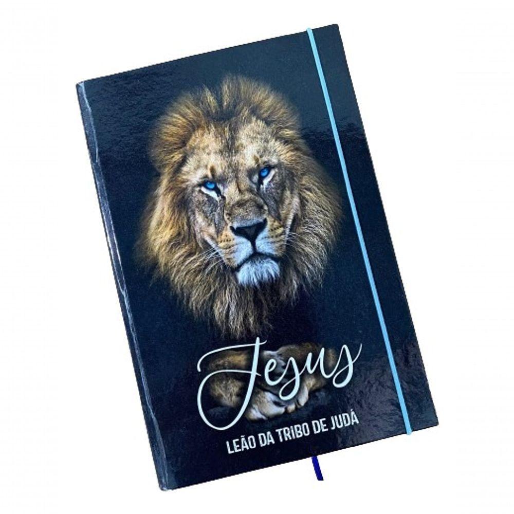 Caderno Sketchbook Grande Capa Religião Leão Jesus 21x14cm Miolo Com Pauta Para Escrever - 1