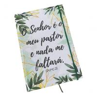 Caderno Sketchbook Grande Capa Religião Salmo 23 21x14cm Miolo Sem Pauta Para Desenhar - 1