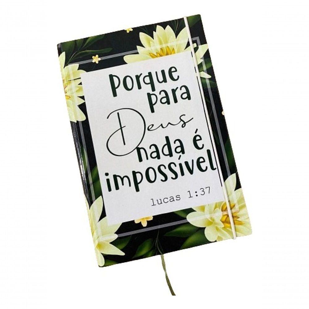 Caderno Sketchbook Grande Capa Religião 21x14cm Para Deus Nada é Impossível Miolo Com Pauta Para Escrever - 1