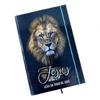 Caderno Sketchbook Grande Capa Religião 21x14cm Leão Jesus Miolo Sem Pauta Para Desenhar - 1
