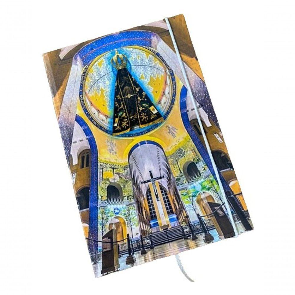 Caderno Sketchbook Grande Capa Religião 21x14cm Nossa Senhora Catedral Miolo Com Pauta Para Escrever - 1