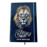 Caderno Sketchbook Grande Capa Religião 21x14cm Leão Jesus Miolo Com Pauta Para Escrever - 3