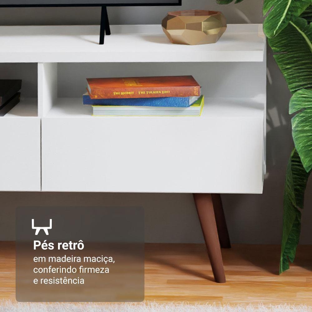 Rack Para Tv Até 65 Polegadas Com Pés Retro Branco Londres Madesa Branco - 5