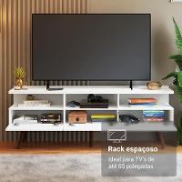 Rack Para Tv Até 65 Polegadas Com Pés Retro Branco Londres Madesa Branco - 2