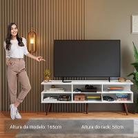 Rack Para Tv Até 65 Polegadas Com Pés Retro Branco Londres Madesa Branco - 7