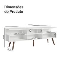 Rack Para Tv Até 65 Polegadas Com Pés Retro Branco Londres Madesa Branco - 8