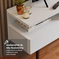 Rack Para Tv Até 65 Polegadas Com Pés Retro Branco Londres Madesa Branco - 10