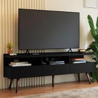 Rack Para Tv Até 65 Polegadas Com Pés Retro Preto Londres Madesa Preto - 1