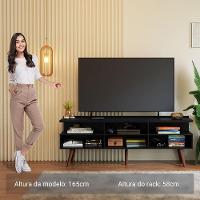 Rack Para Tv Até 65 Polegadas Com Pés Retro Preto Londres Madesa Preto - 7