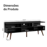 Rack Para Tv Até 65 Polegadas Com Pés Retro Preto Londres Madesa Preto - 8