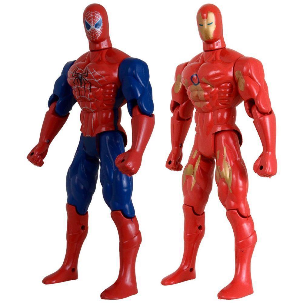 Kit Dupla De Heróis Homem De Ferro Homem Aranha Articuláveis - 2