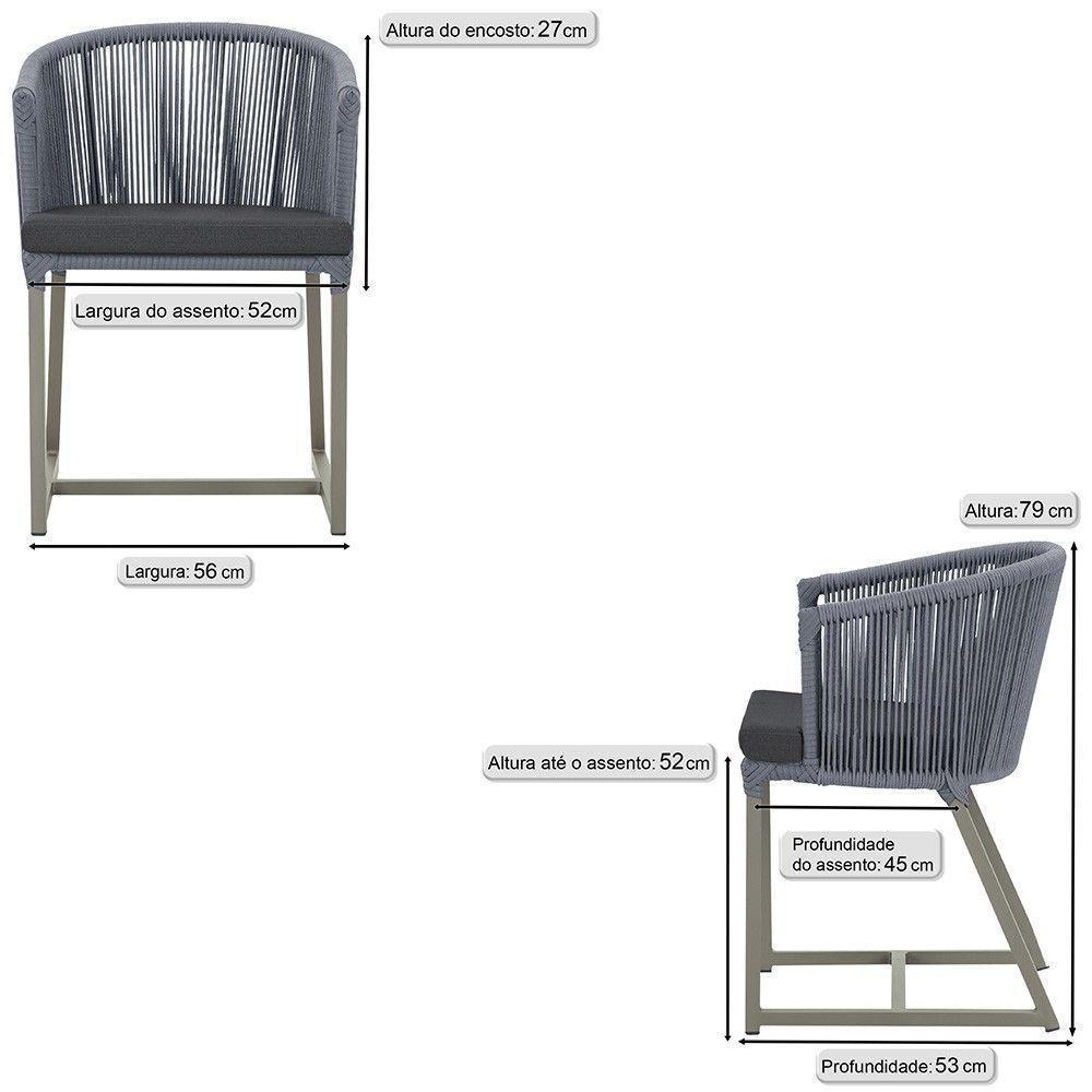 Cadeira De Jantar Noronha Alumínio Fendi E11 Trama Original Prata - 6