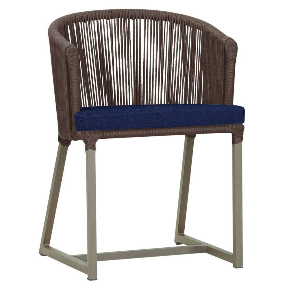 Cadeira De Jantar Noronha Alumínio Fendi E10 Trama Original Marrom - 1