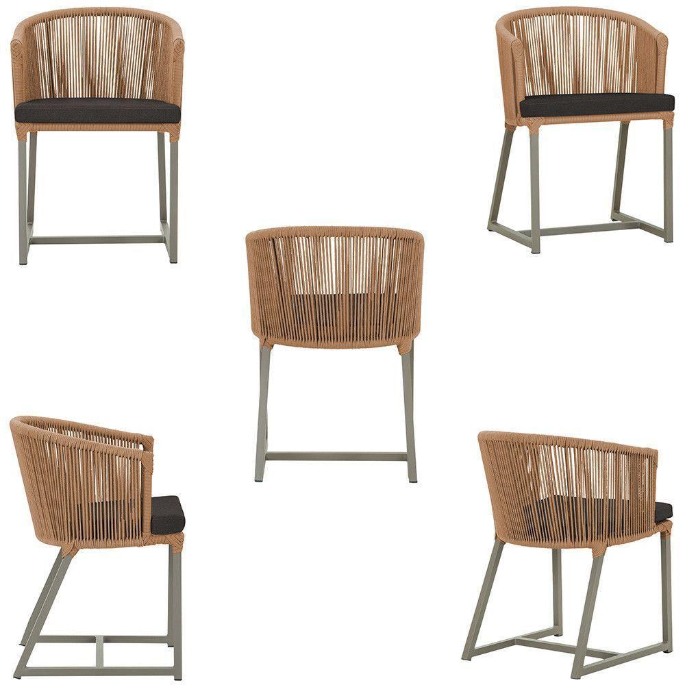 Cadeira De Jantar Noronha Alumínio Fendi E9 Trama Original Terra Cota - 3