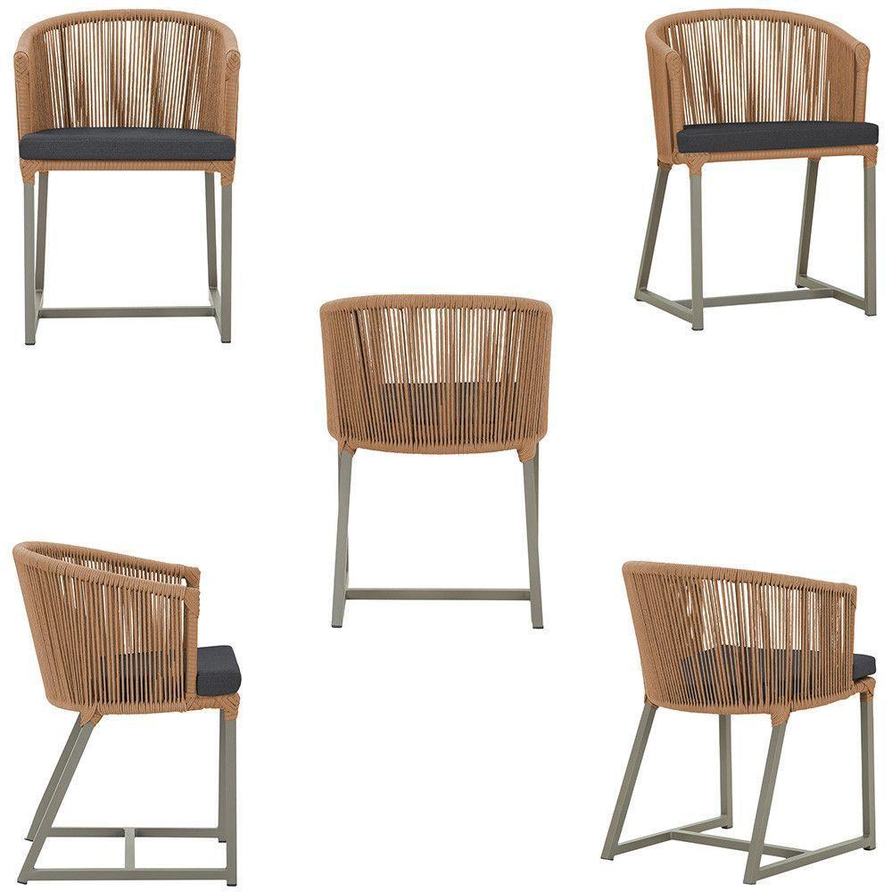 Cadeira De Jantar Noronha Alumínio Fendi E11 Trama Original Terra Cota - 4