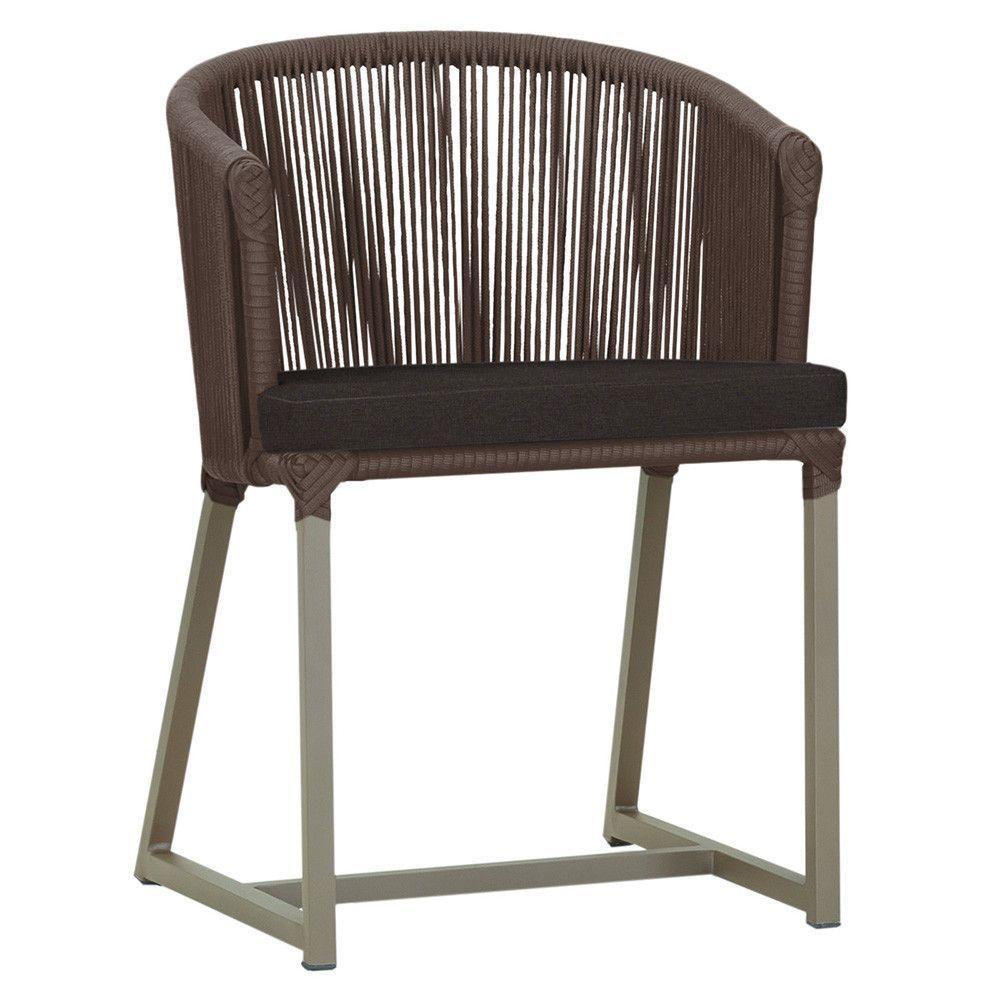 Cadeira De Jantar Noronha Alumínio Fendi E9 Trama Original Marrom - 1