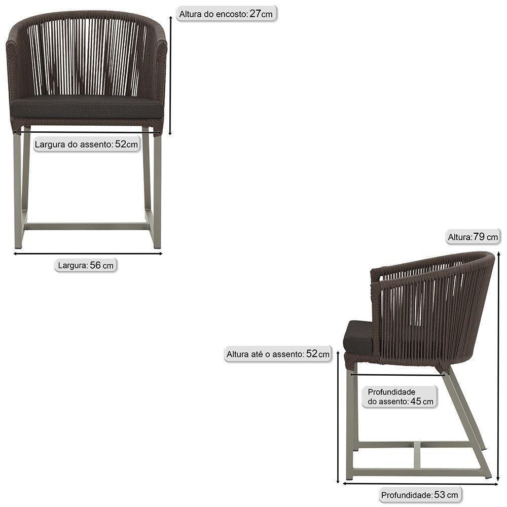 Cadeira De Jantar Noronha Alumínio Fendi E9 Trama Original Marrom - 6