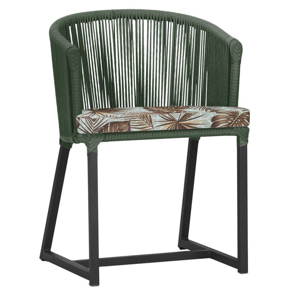 Cadeira De Jantar Noronha Alumínio Preta E6 Trama Original Verde - 1