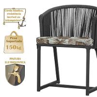 Cadeira De Jantar Noronha Alumínio Preta E6 Trama Original Preto