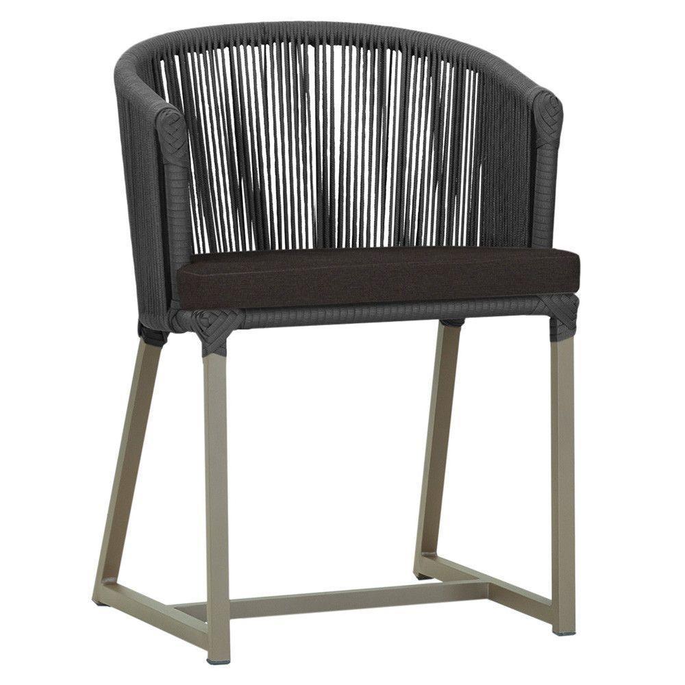 Cadeira De Jantar Noronha Alumínio Fendi E9 Trama Original Preto - 1