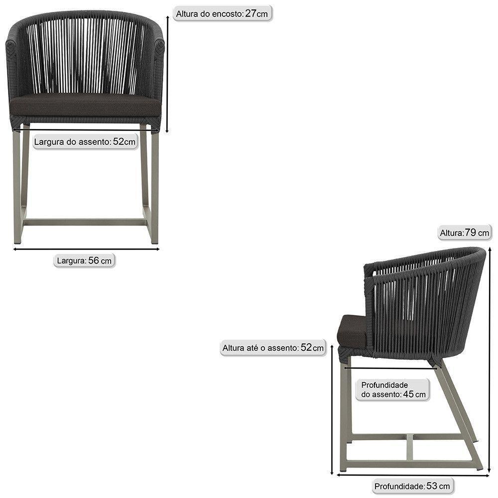 Cadeira De Jantar Noronha Alumínio Fendi E9 Trama Original Preto - 6