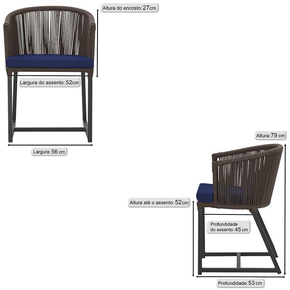 Cadeira De Jantar Noronha Alumínio Preta E10 Trama Original Marrom - 6