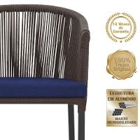 Cadeira De Jantar Noronha Alumínio Preta E10 Trama Original Marrom - 5