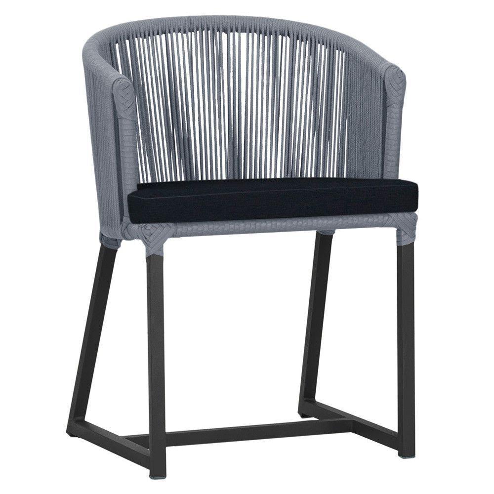 Cadeira De Jantar Noronha Alumínio Preta E12 Trama Original Prata - 1