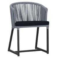 Cadeira De Jantar Noronha Alumínio Preta E12 Trama Original Prata - 1