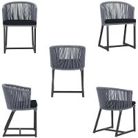 Cadeira De Jantar Noronha Alumínio Preta E12 Trama Original Prata - 2